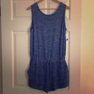 Women’s Gap Blue Gray Knit Romper With Pockets M